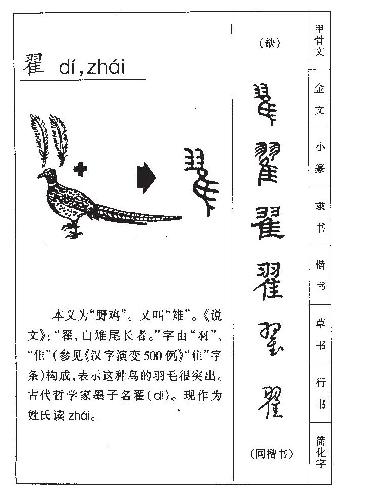 翟的意思解釋|翟怎麼讀|翟的拼音|翟的部首-火車搜